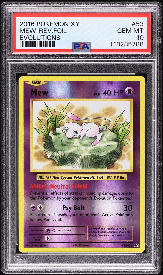 2016 Pokemon XY Evolutions Reverse Holo Mew #53 PSA 10 GEM MINT on