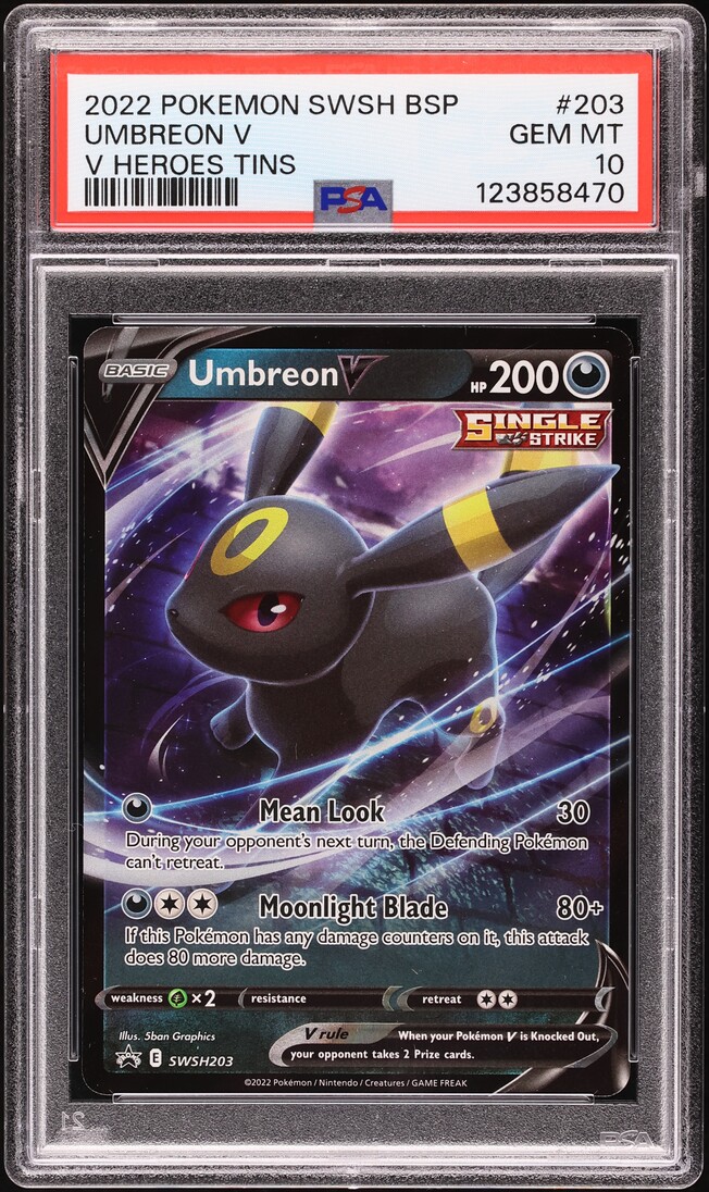 2022 Pokemon Sword & Shield Promo Heroes Tins Umbreon V #203 PSA 10 GEM MINT