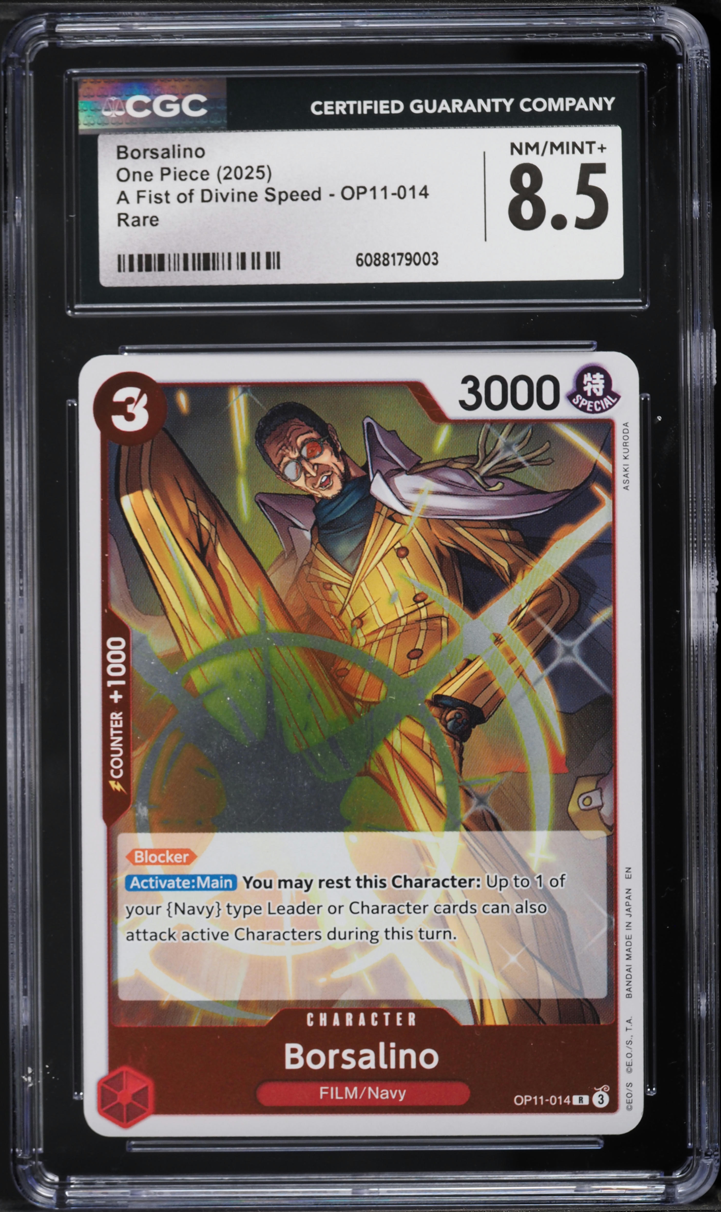 2025 One Piece A Fist of Divine Speed Borsalino #OP11-014 CGC 8.5