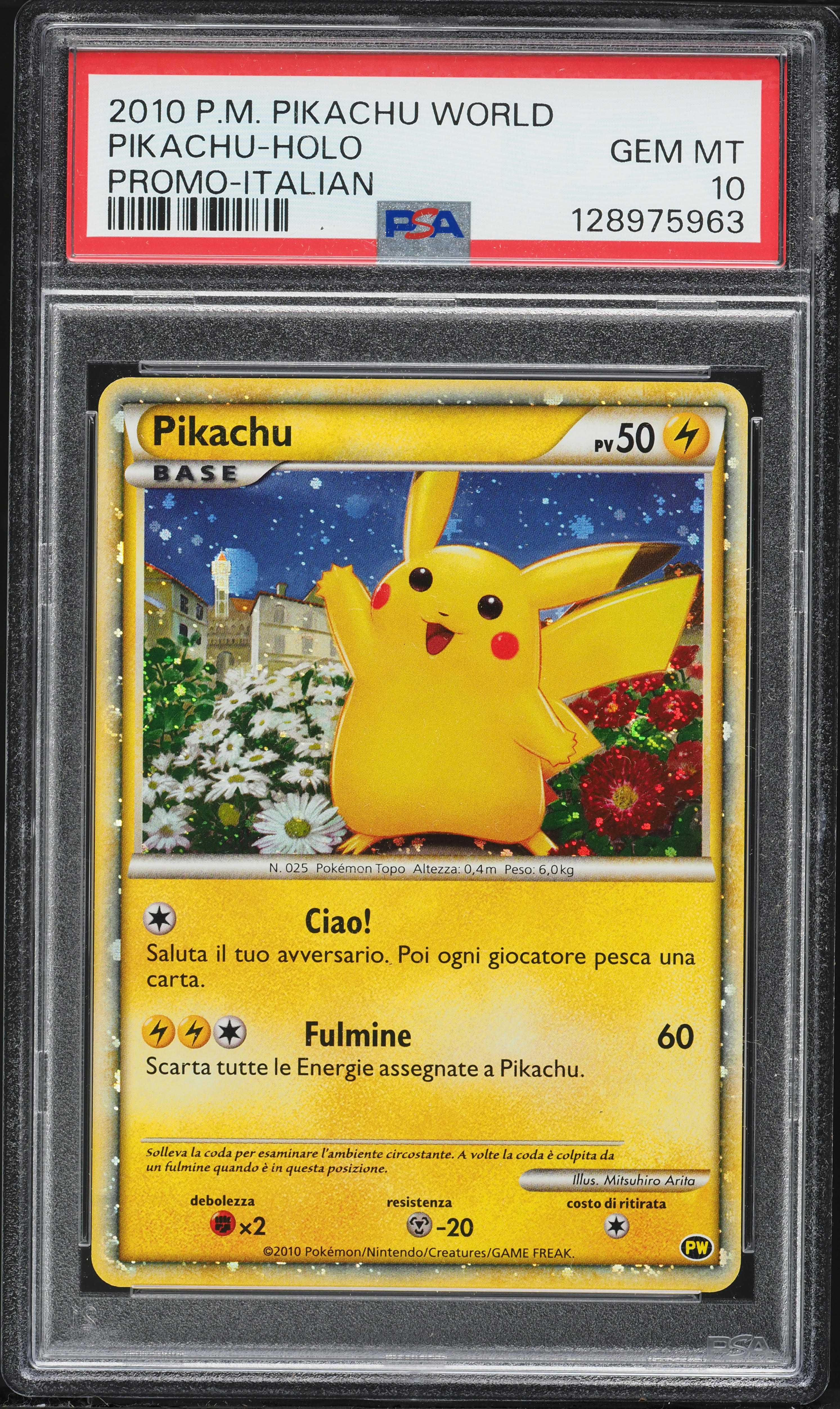 2010 Pokemon Italian World Promo Pikachu PSA 10 GEM MINT on
