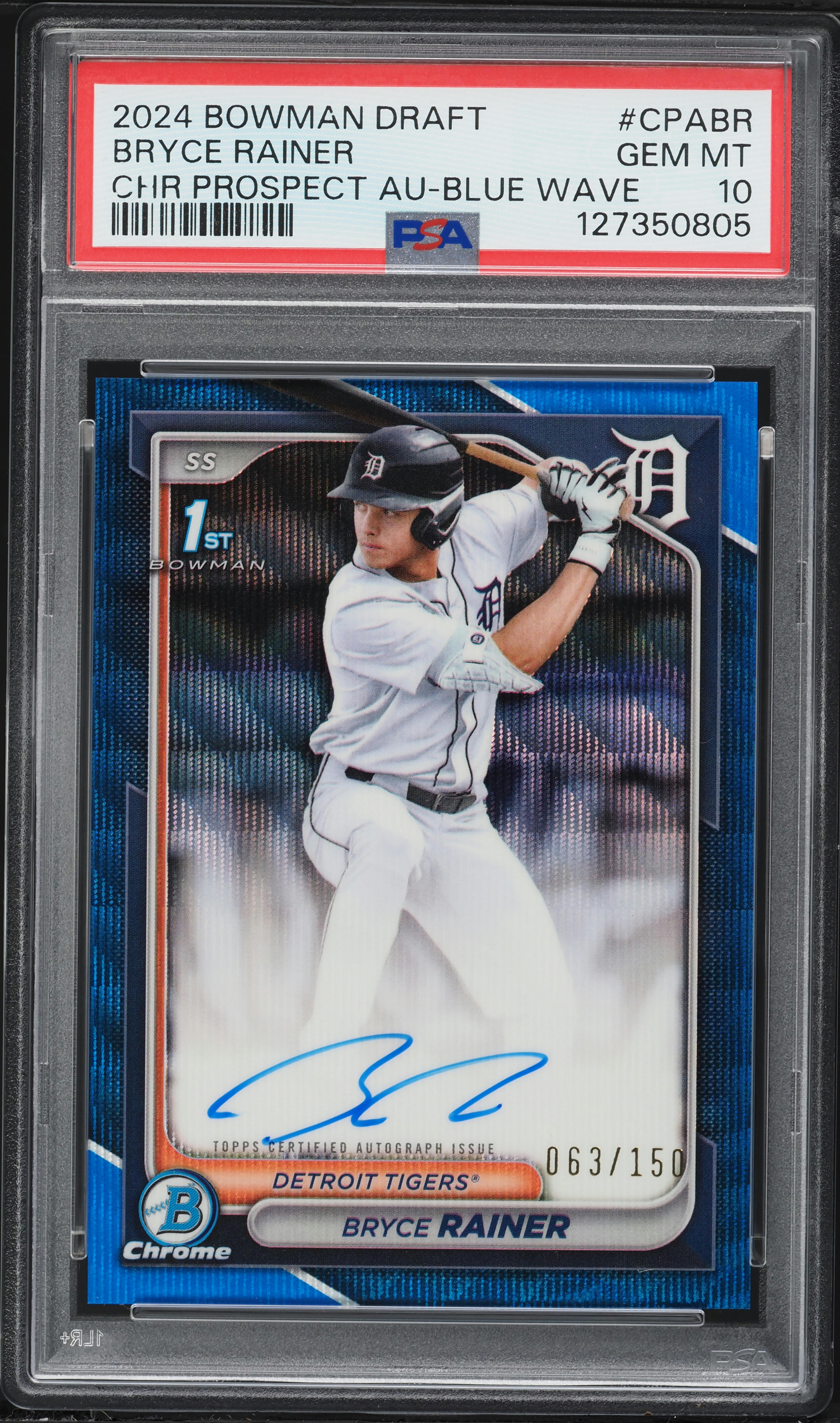 2024 Bowman Chrome Blue Wave Refractor Bryce Rainer PROSPECT AUTO