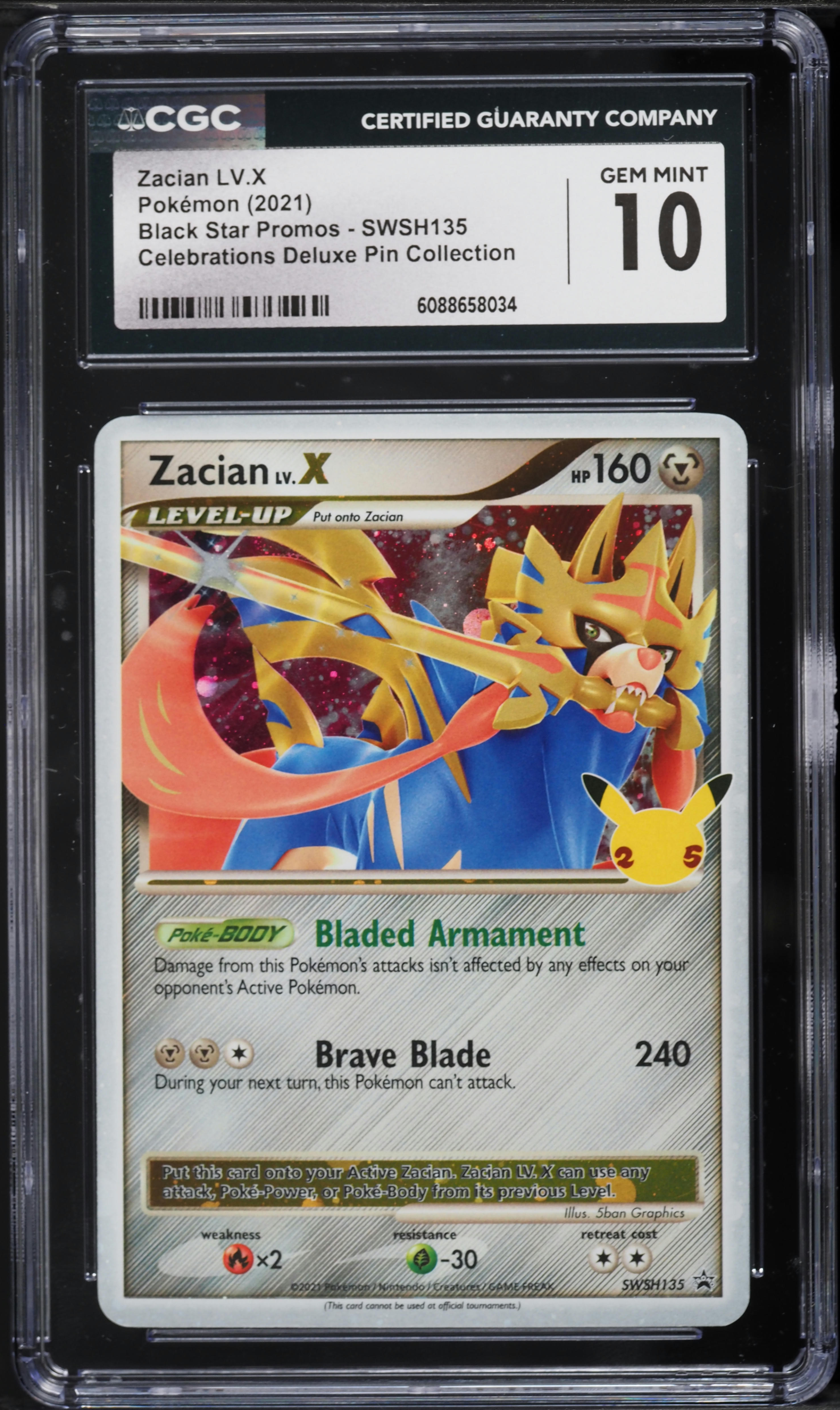 2021 Pokemon SWSH Black Star Promo Celebration Holo Zacian Lv.X