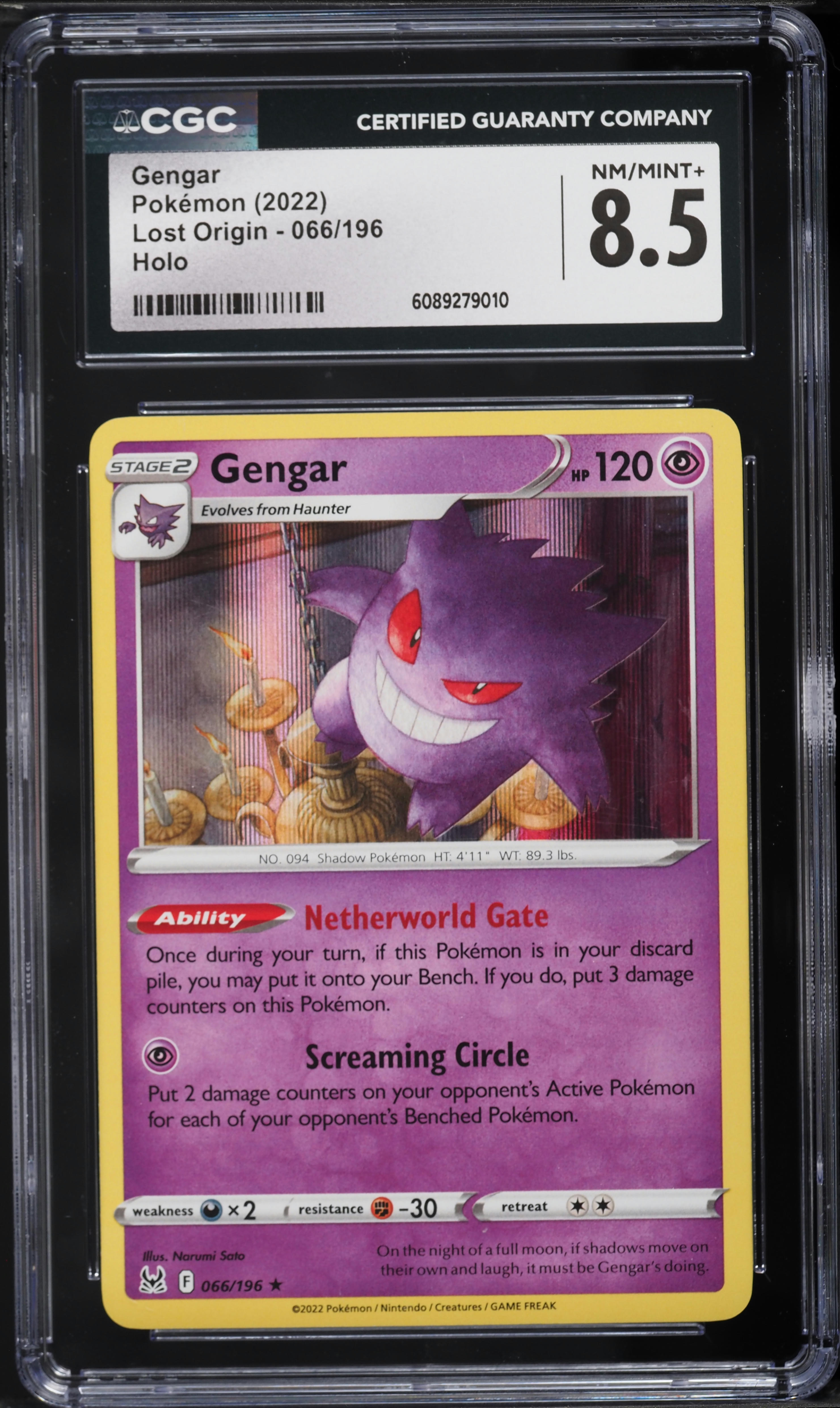 2022 Pokemon Sword & Shield Lost Origin Holo Gengar #66 CGC 8.5 NM-MT+ on  Fanatics Collect