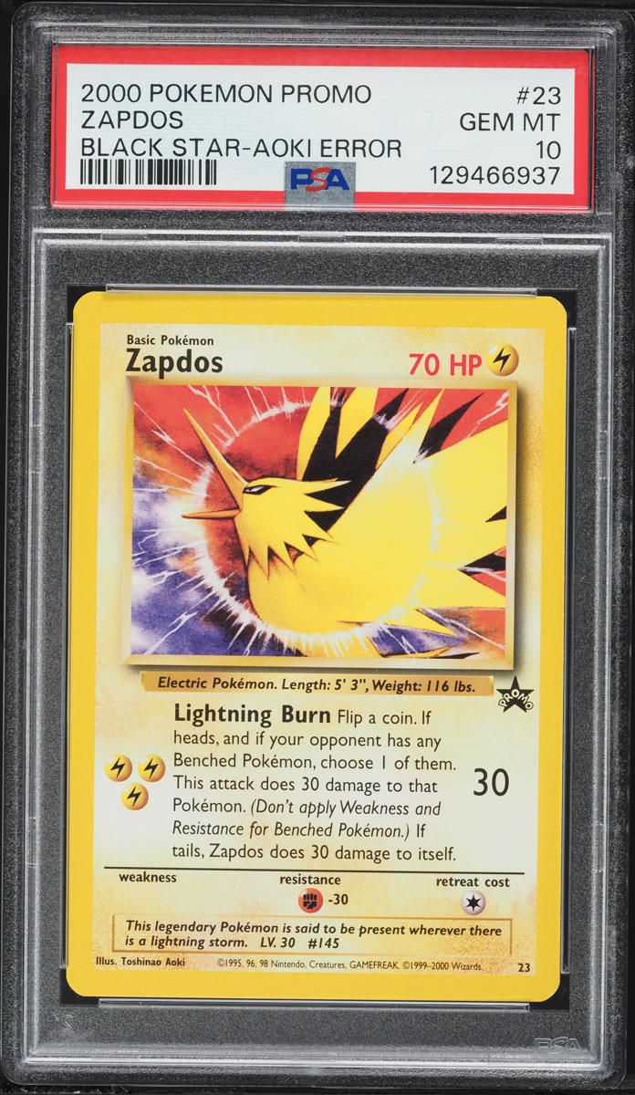 2000 Pokemon Black Star Promo Error Zapdos #23 PSA 10 GEM MINT