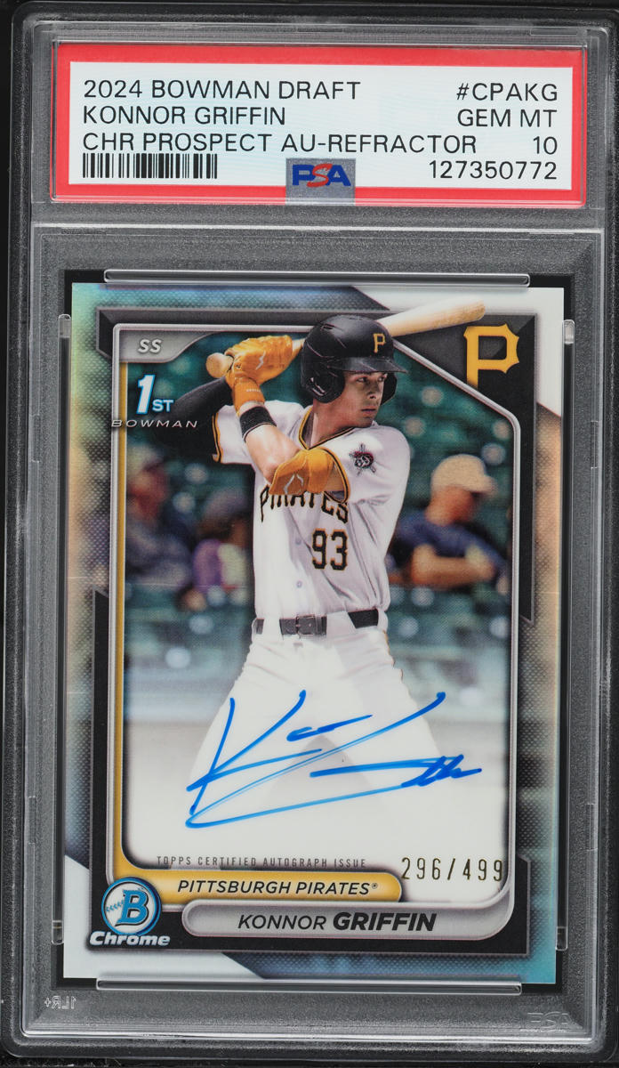 2024 Bowman Chrome Draft Refractor Konnor Griffin PROSPECT AUTO /499 PSA 10 GEM MINT