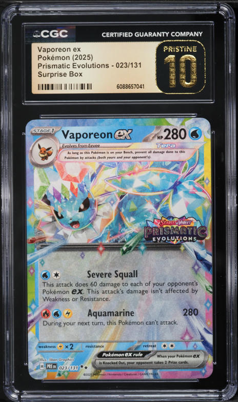 2025 Pokemon SV Prismatic Evolutions Surprise Box Vaporeon ex #23 CGC 9  MINT on Fanatics Collect