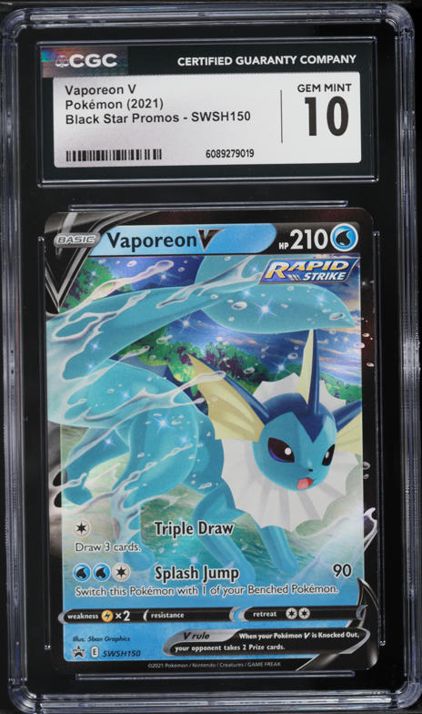 2021 Pokemon Sword & Shield Black Star Promo Vaporeon V #SWSH150 CGC 10 GEM MINT