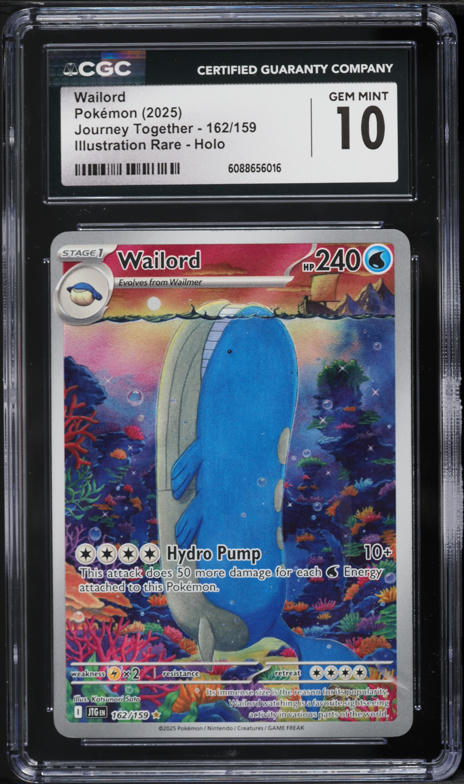 2025 Pokemon Scarlet & Violet Journey Together IR Wailord #162 CGC 10 GEM MINT