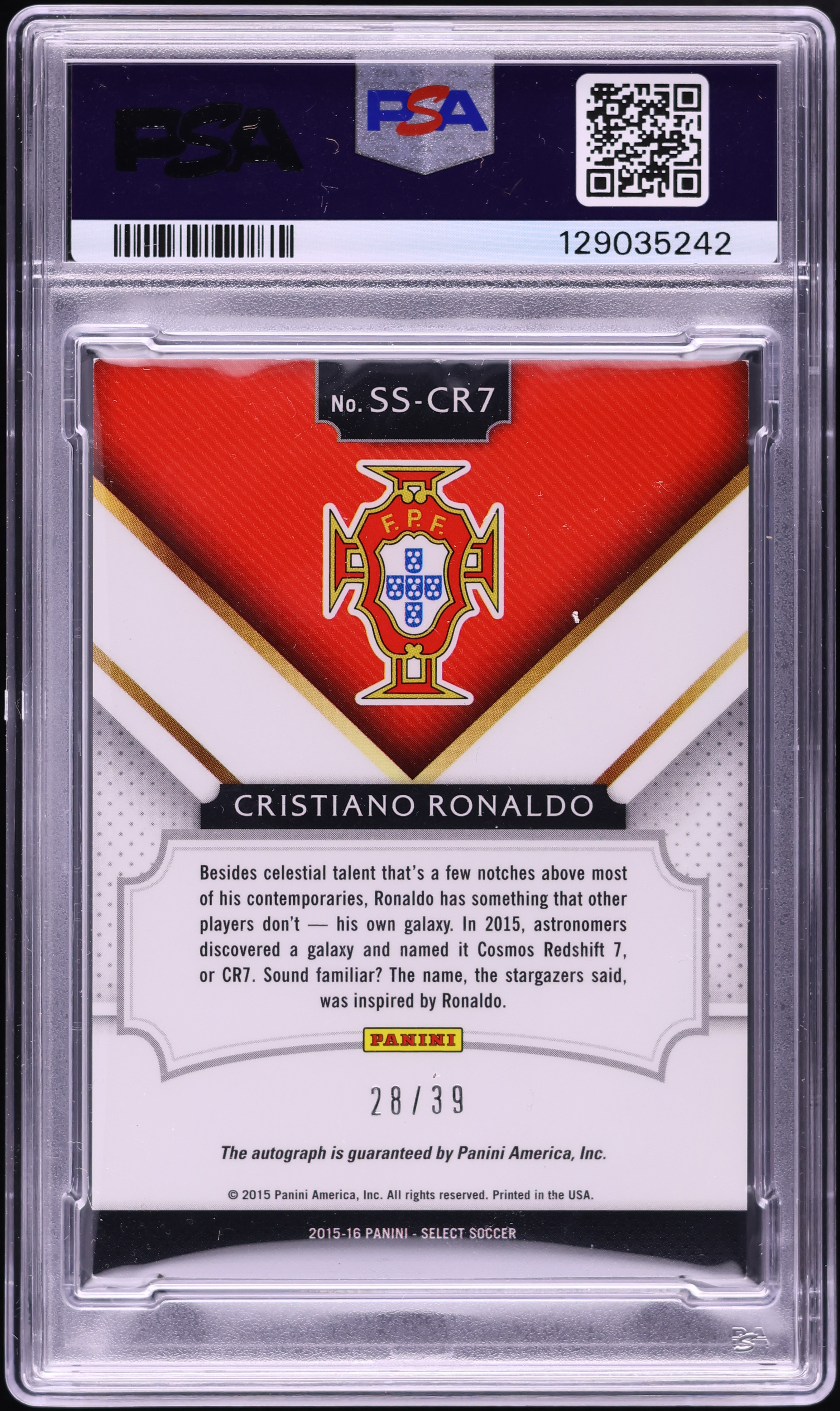 2015 Select Signatures Cristiano Ronaldo AUTO DNA 8 /39 #SS-CR7