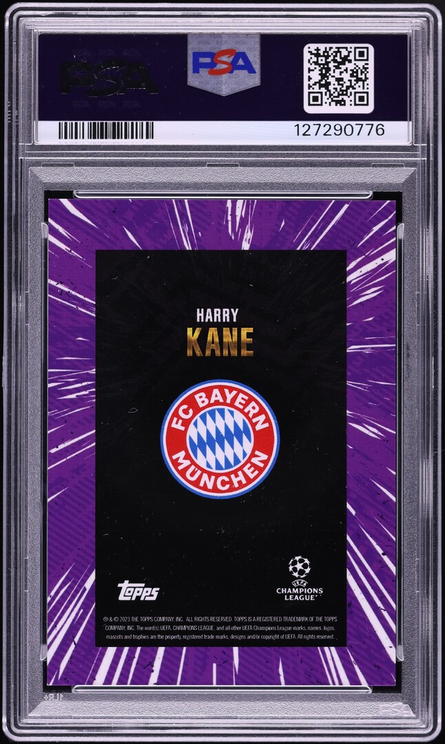 2023 Topps Gold UEFA Club Competitions Elite Purple Harry Kane AUTO /25 PSA 9 MINT
