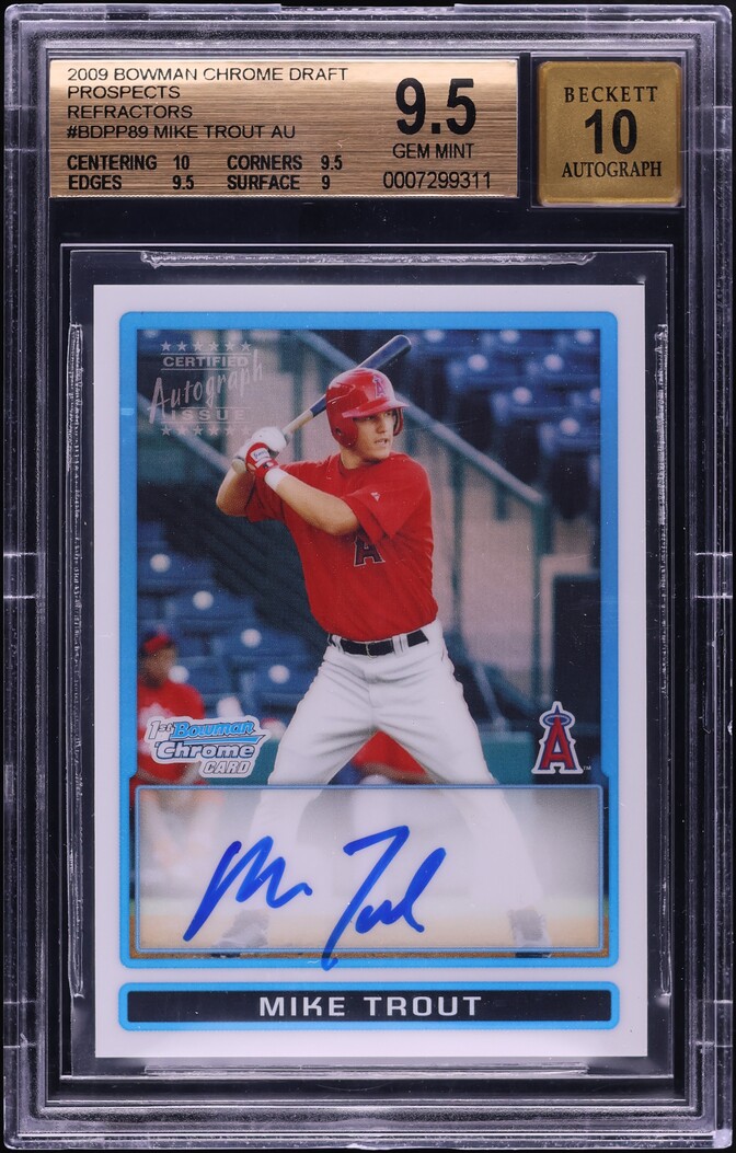 2009 Bowman Chrome Refractor Mike Trout PROSPECT AUTO /500 #BDPP689BGS 9.5 GEM MINT