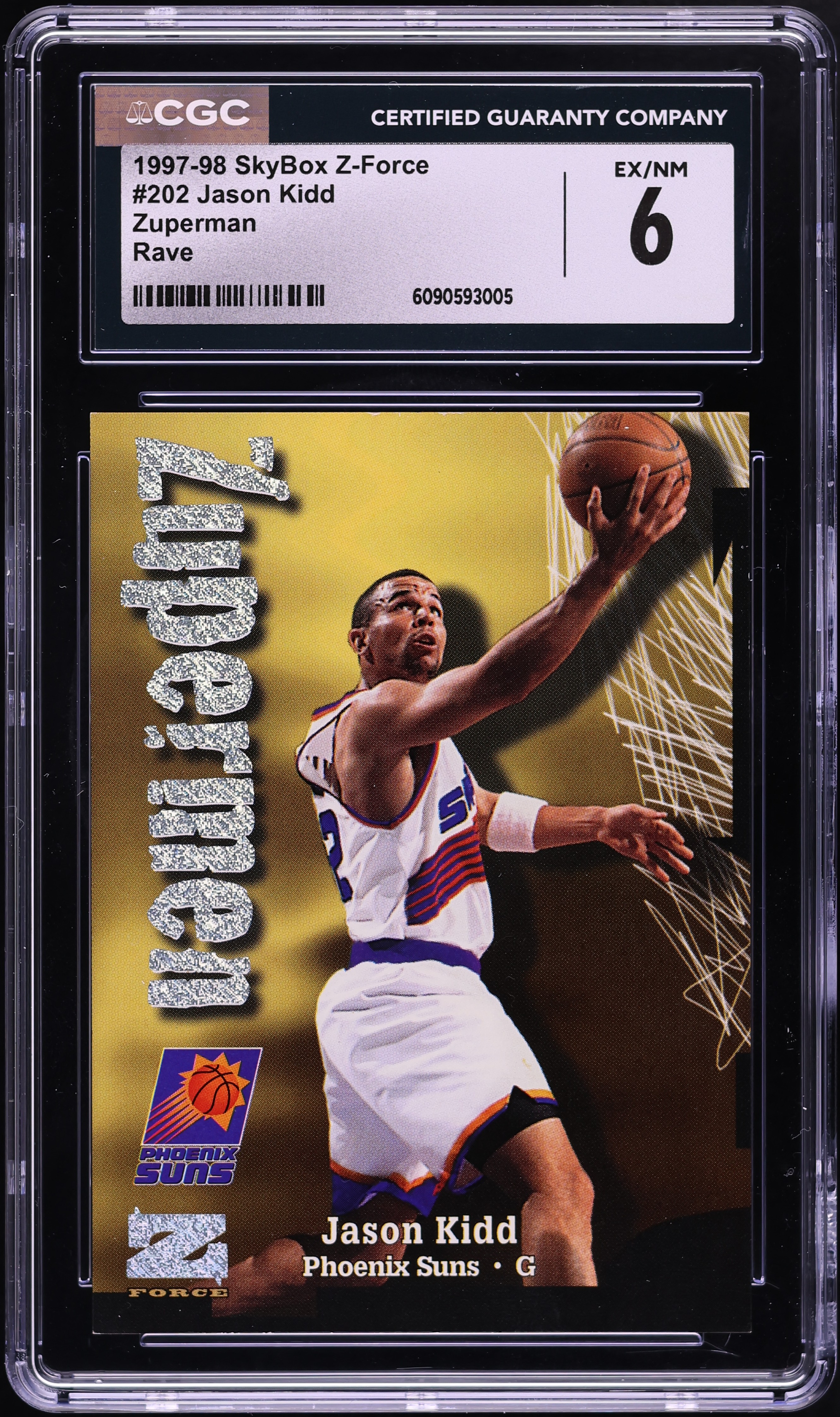 1997 Skybox Z-Force Zuperman Rave Jason Kidd /399 #202 CGC 6 EXMT