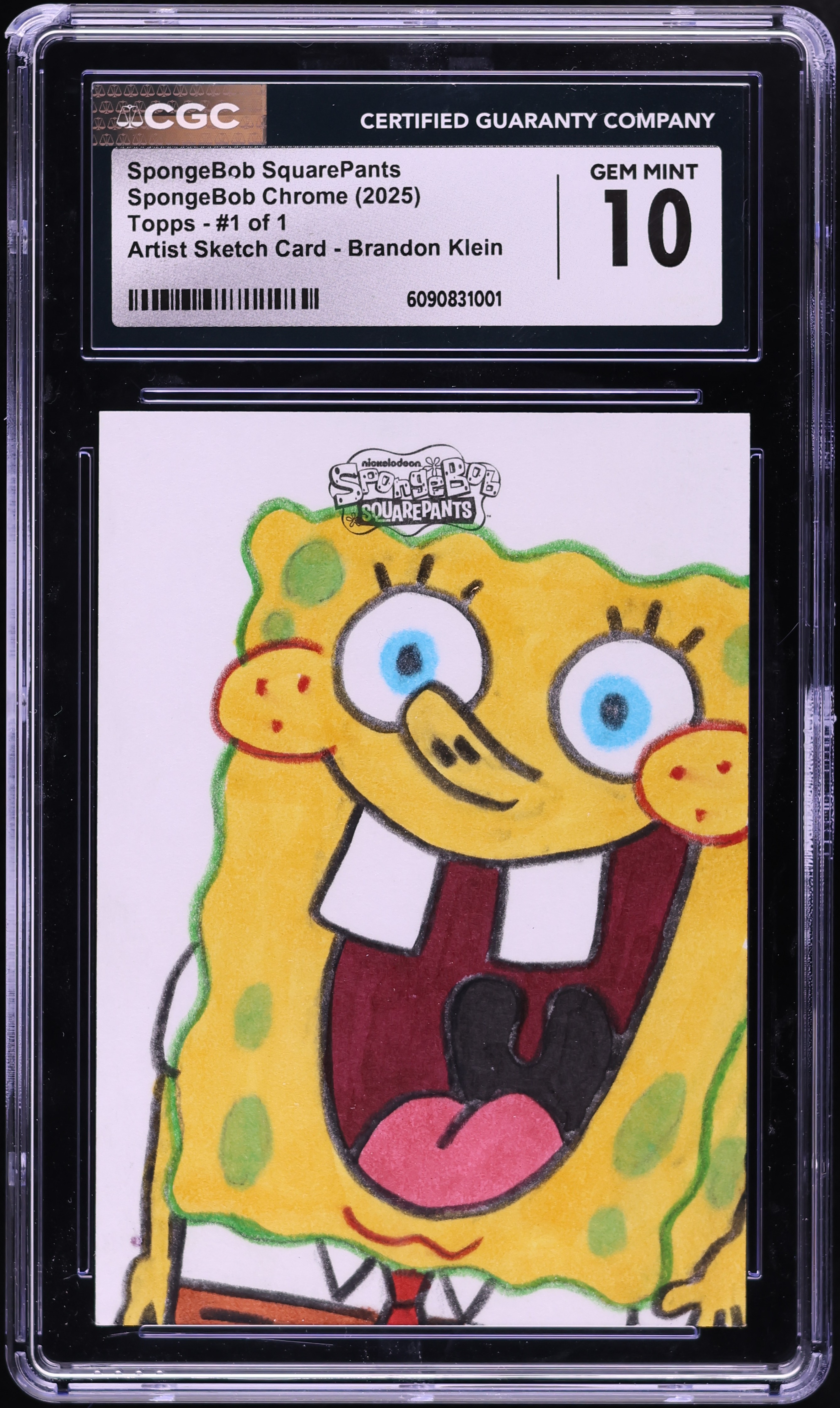 2025 Topps Chrome SpongeBob Artist Sketch Card Brandon Klein