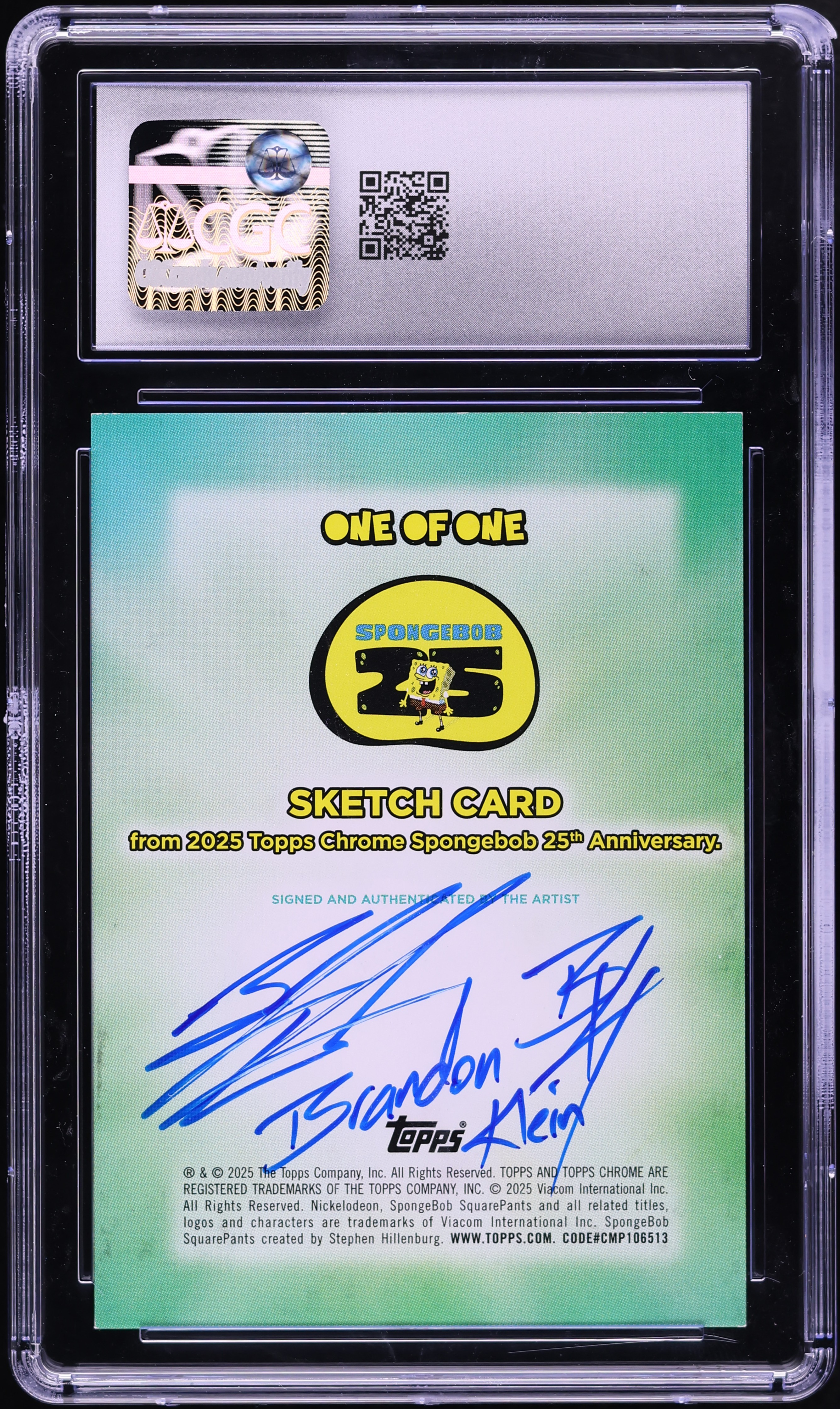 2025 Topps Chrome SpongeBob Artist Sketch Card Brandon Klein