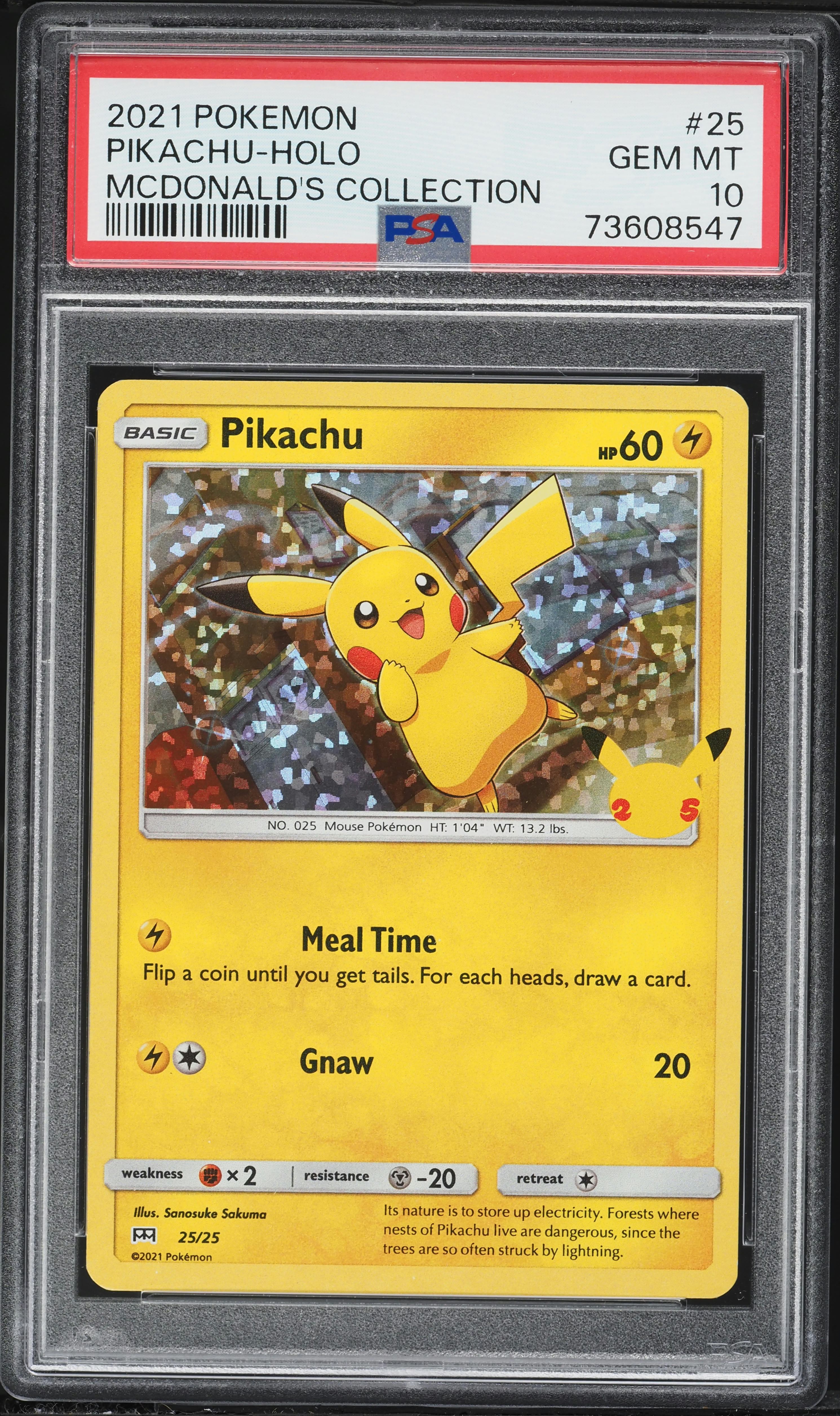 2021 Pokemon Sword & Shield McDonald's Collection Holo Pikachu #25