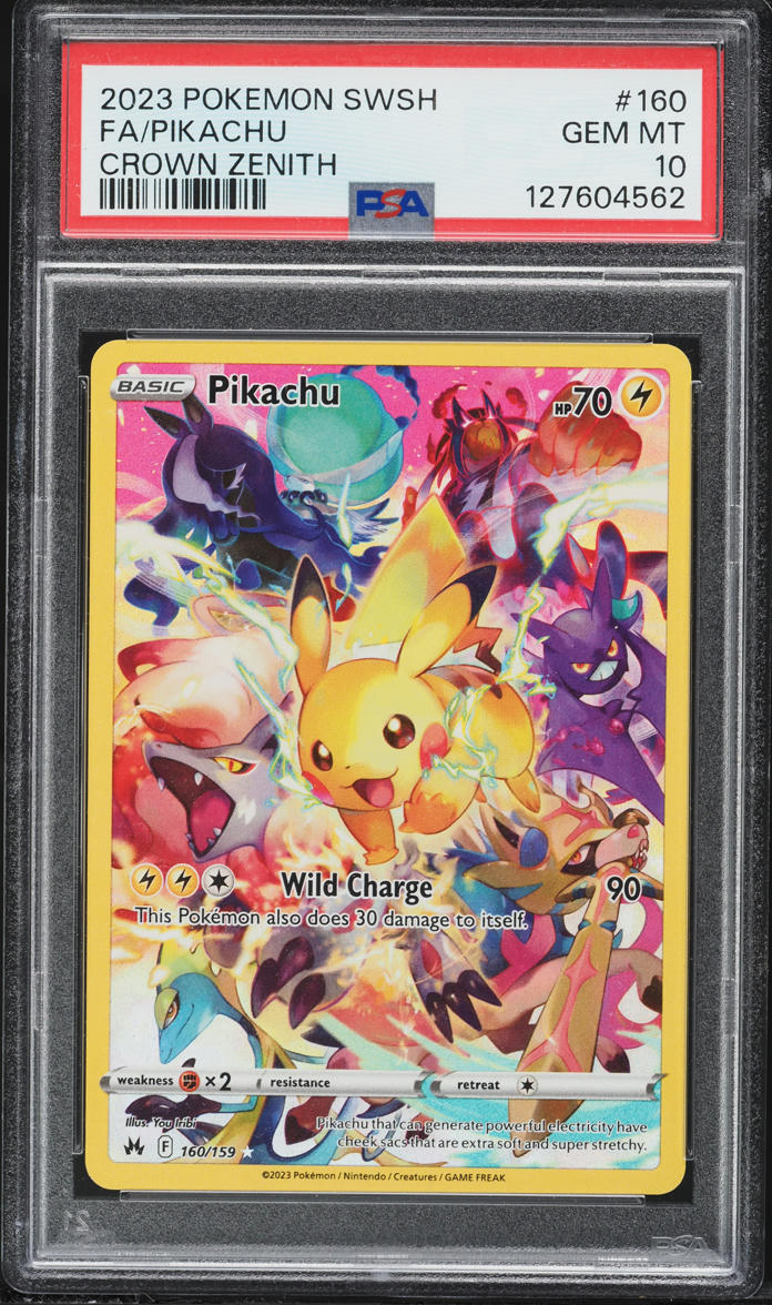 2023 Pokemon Sword & Shield Crown Zenith Full Art Pikachu #160 PSA