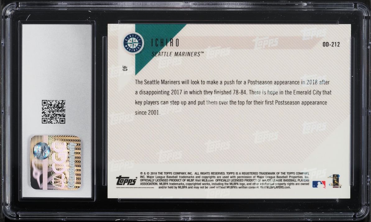 2018 Topps Now Road To Opening Day Ichiro Suzuki #OD-212 CGC 10 GEM MINT
