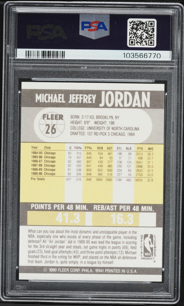 1990 Fleer Basketball Michael Jordan #26 PSA 7 NRMT