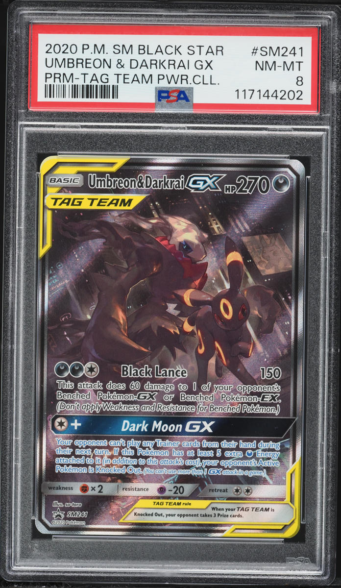 2020 Pokemon Sun & Moon Promo Tag Team Umbreon & Darkrai Gx #SM241 PSA 8 NM-MT