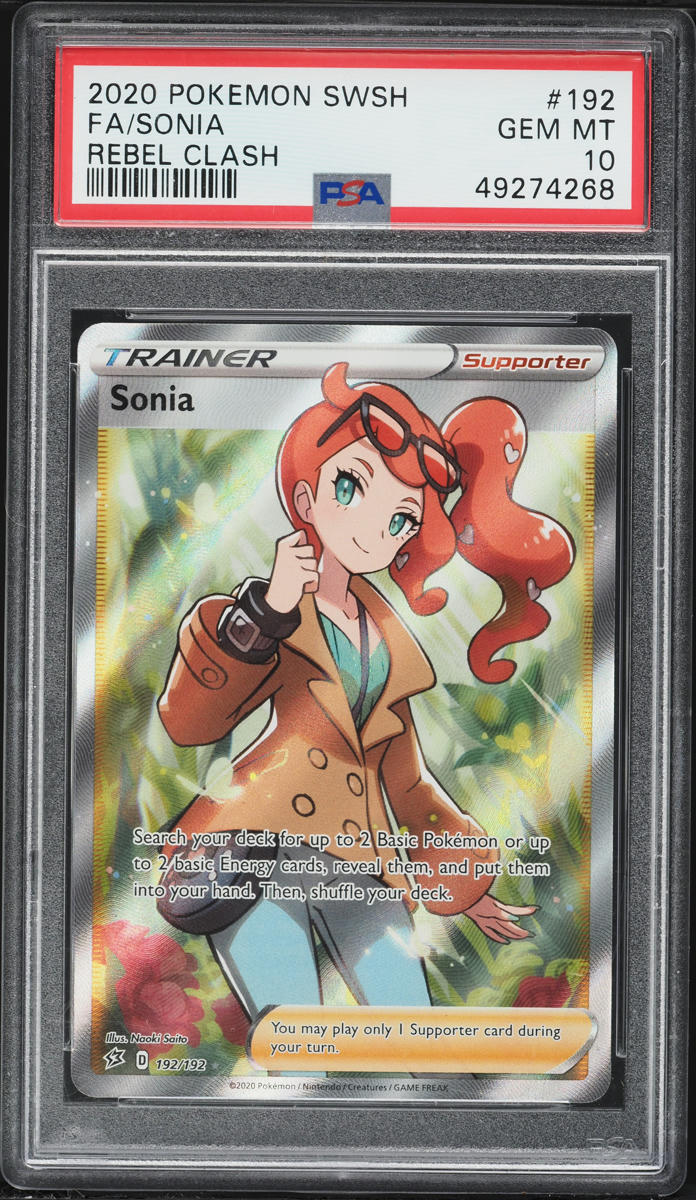 2020 Pokemon Sword & Shield Rebel Clash Full Art Sonia #192 PSA 10 GEM MINT