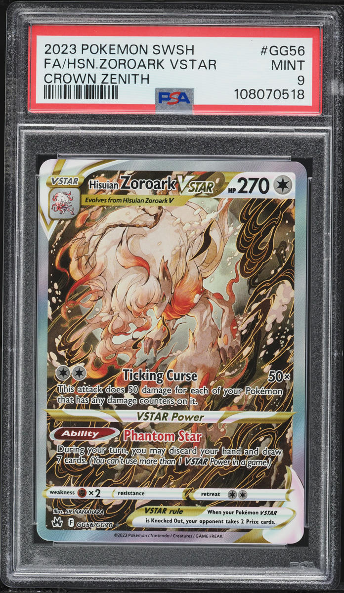 2023 Pokemon Sword & Shield Crown Zenith Full Art Hisuian Zoroark VSTAR #GG56 PSA 9 MINT