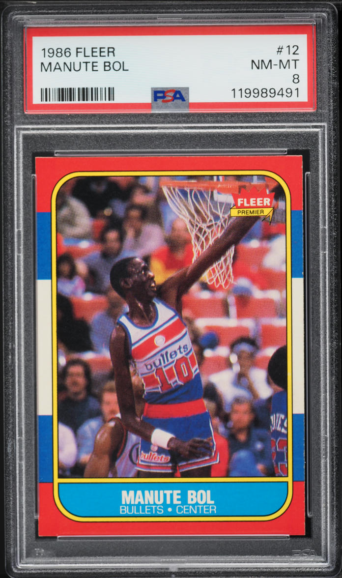 1986 Fleer Basketball Manute Bol ROOKIE #12 PSA 8 NM-MT