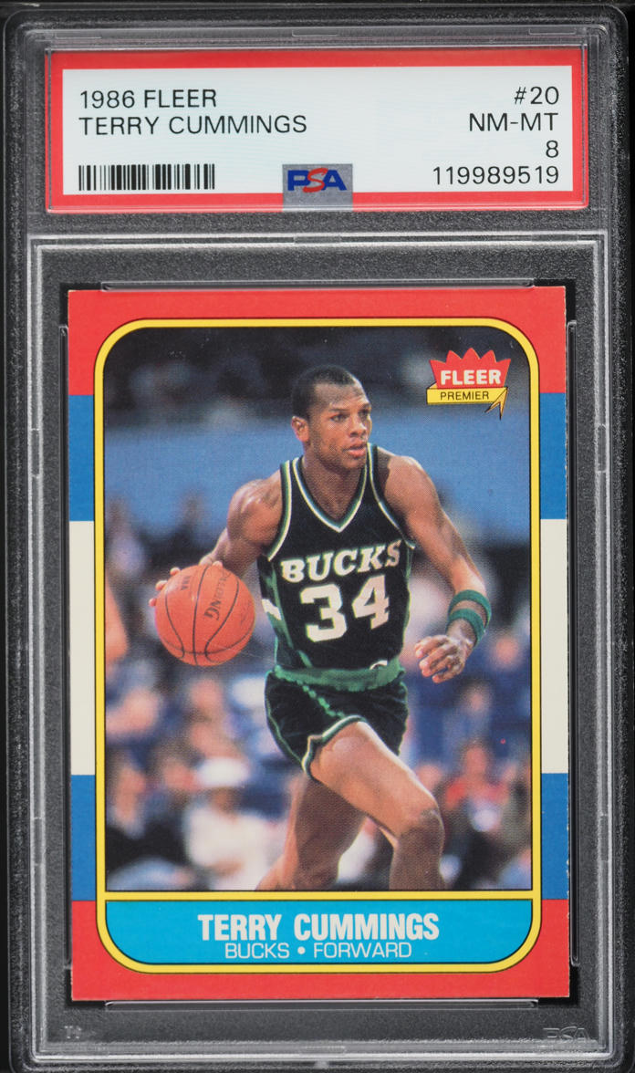 1986 Fleer Basketball Terry Cummings #20 PSA 8 NM-MT