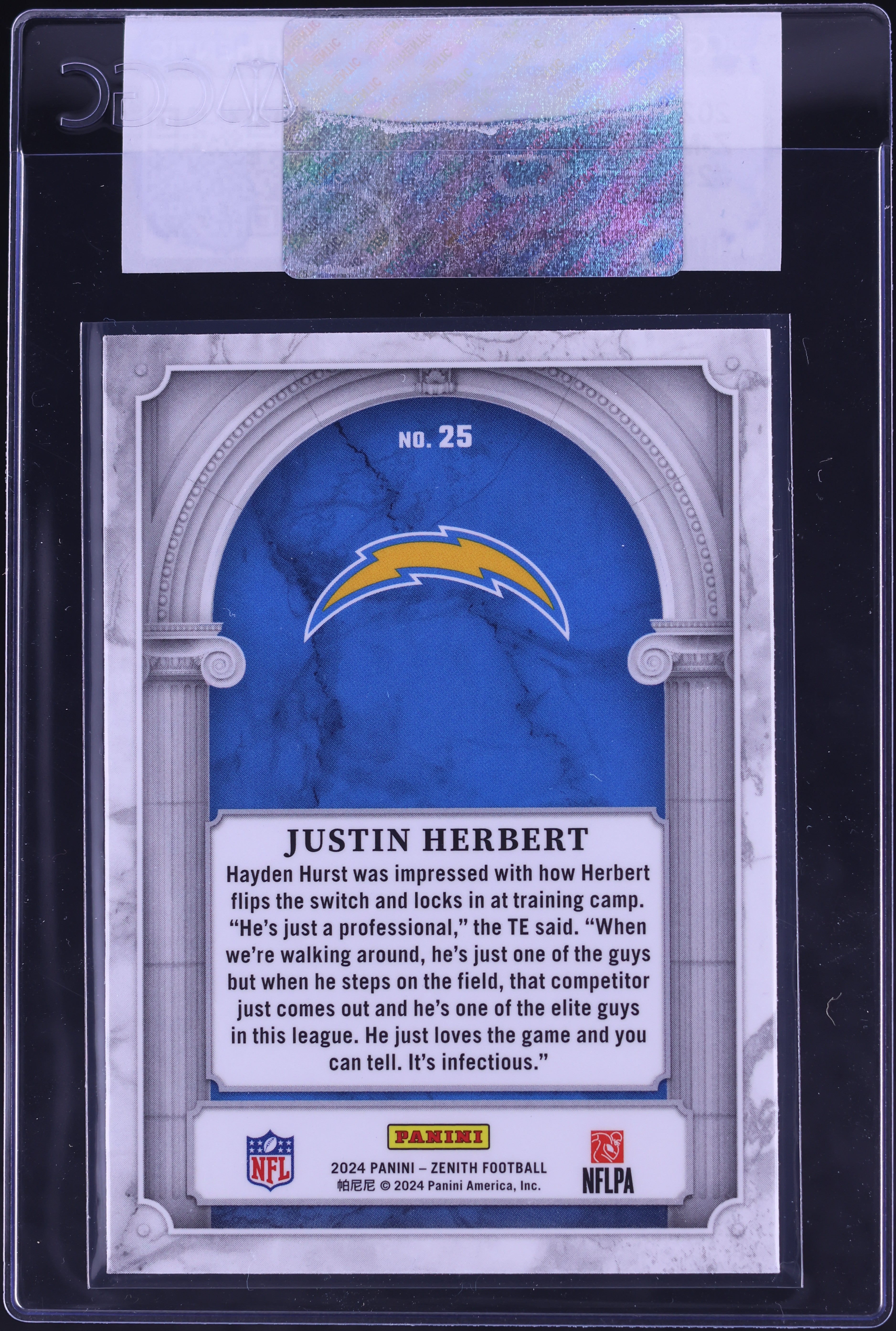 2024 Panini Zenith Z-Marquee Justin Herbert #25 CGC AUTH on