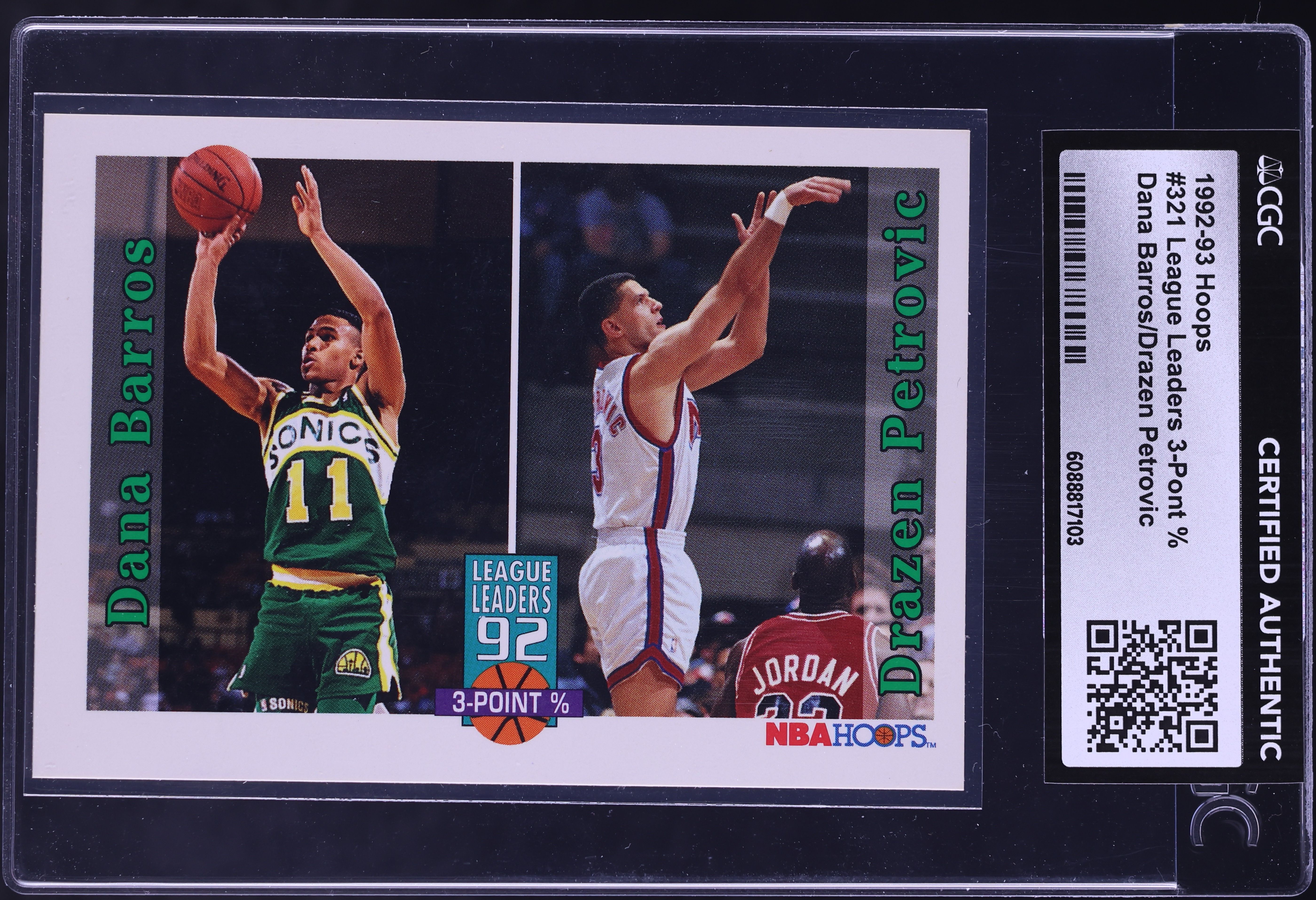 1992 Hoops League Leaders Dana Barros Drazen Petrovic #321 CGC