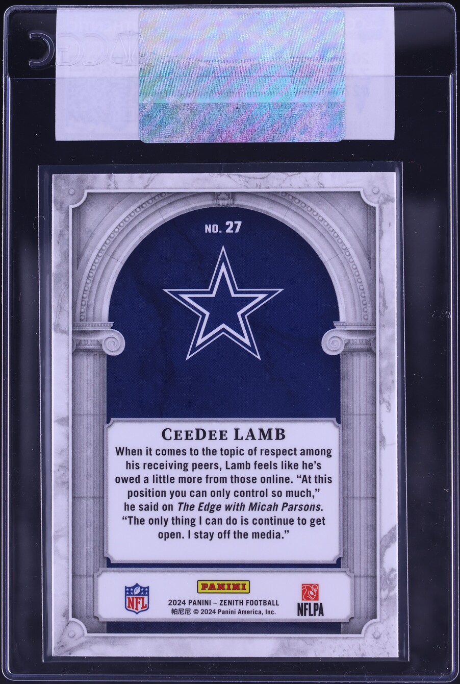 2024 Panini Zenith Z-Marquee CeeDee Lamb #27 CGC AUTH