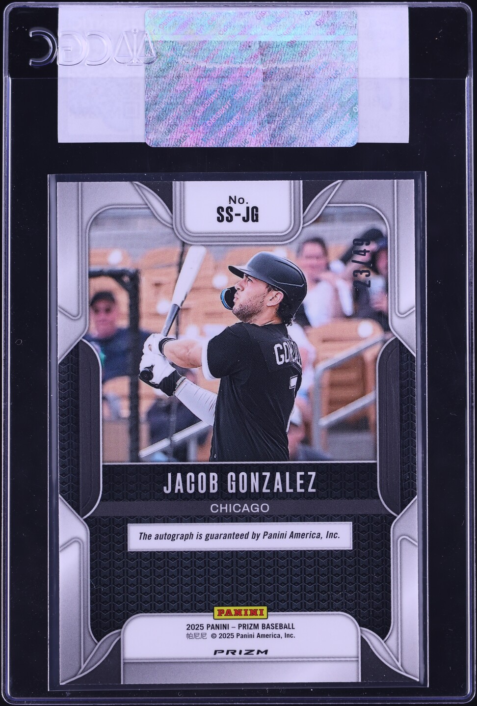 2025 Panini Prizm Sensational Signatures Blue Jacob Gonzalez AUTO /49 #SS-JG CGC AUTH