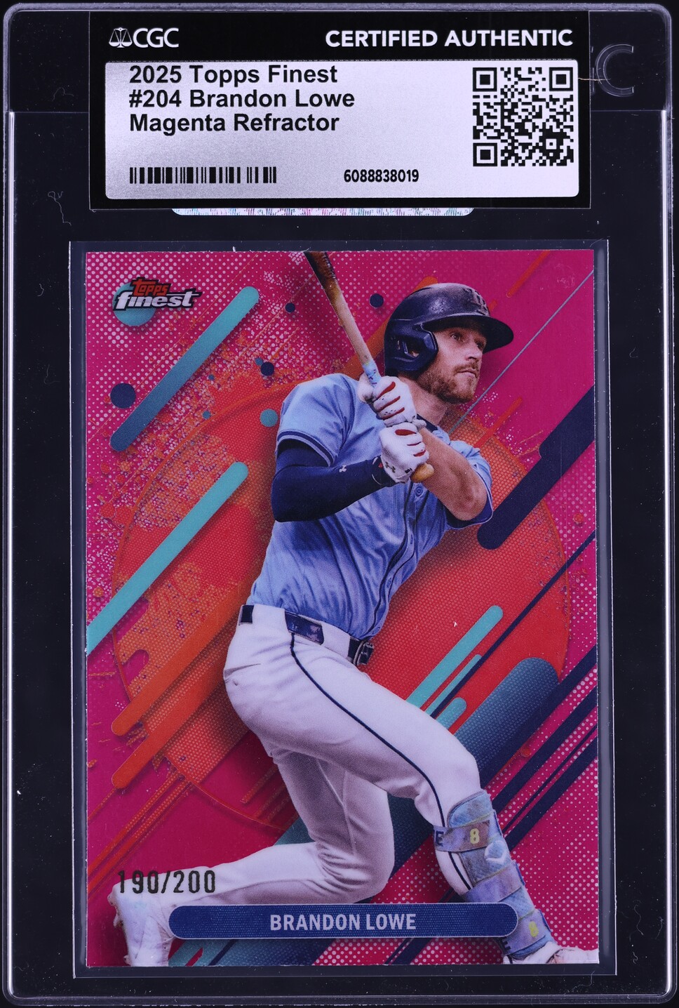 2025 Finest Magenta Refractor Brandon Lowe /200 #204 CGC AUTH