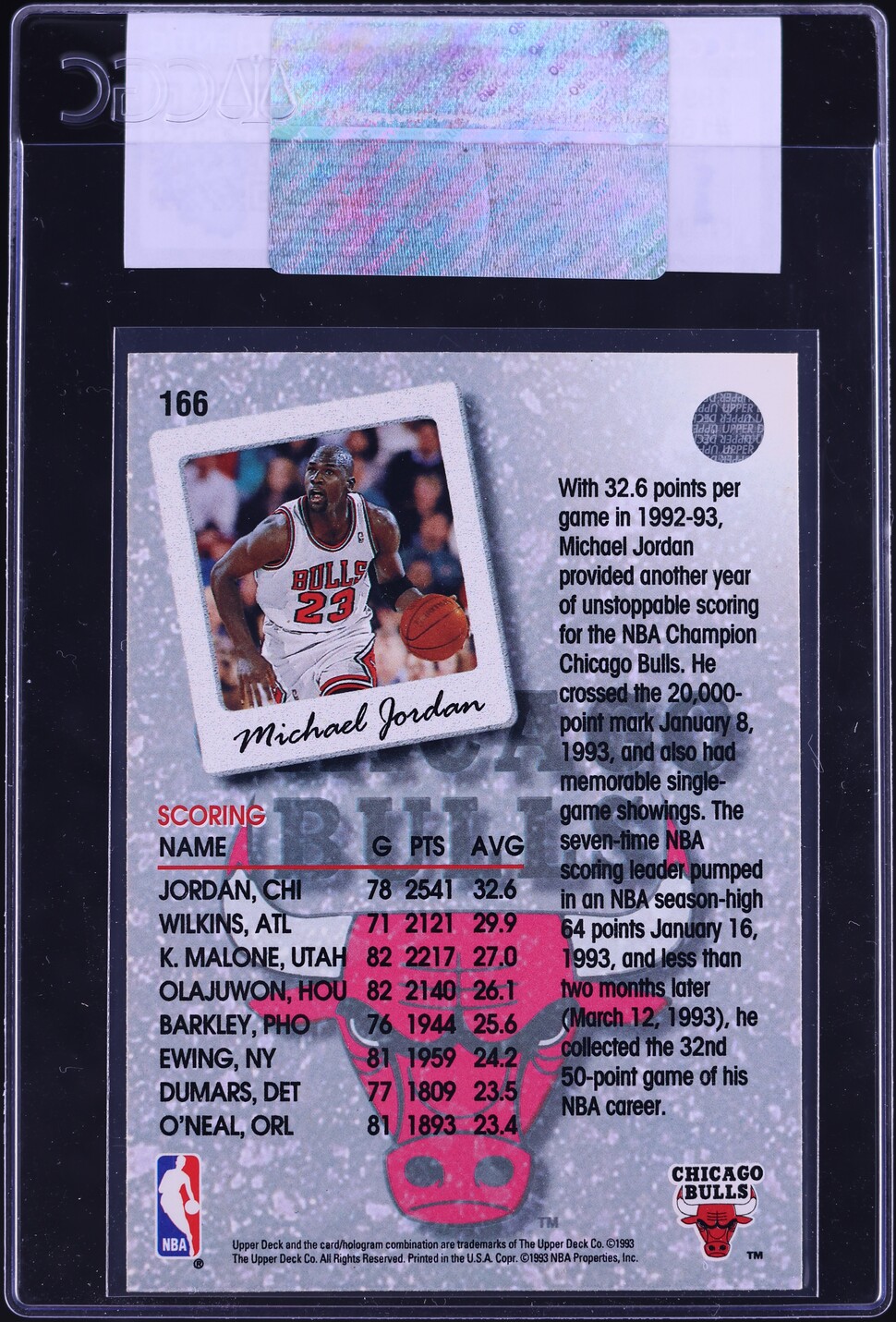 1993 Upper Deck Basketball Michael Jordan #166 CGC AUTH