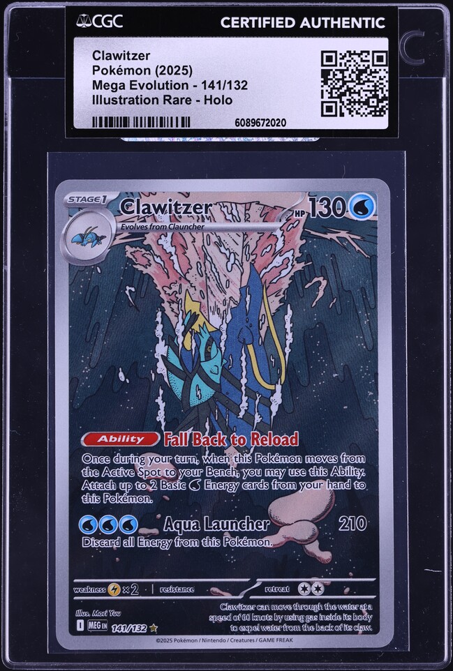 2025 Pokemon Mega Evolution IR Clawitzer #141 CGC AUTH