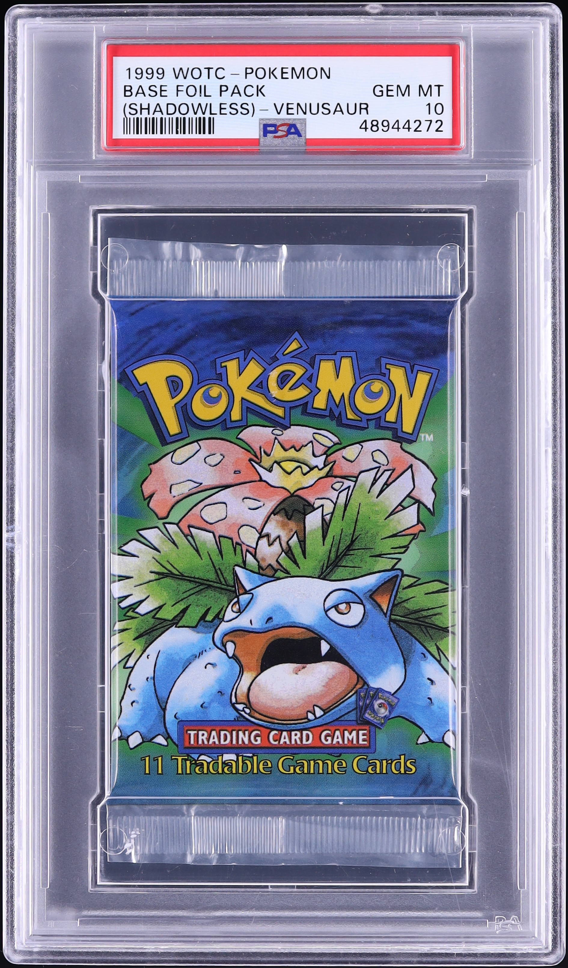 1999 Pokemon Base Set Shadowless Booster Pack Venusaur Art PSA 10