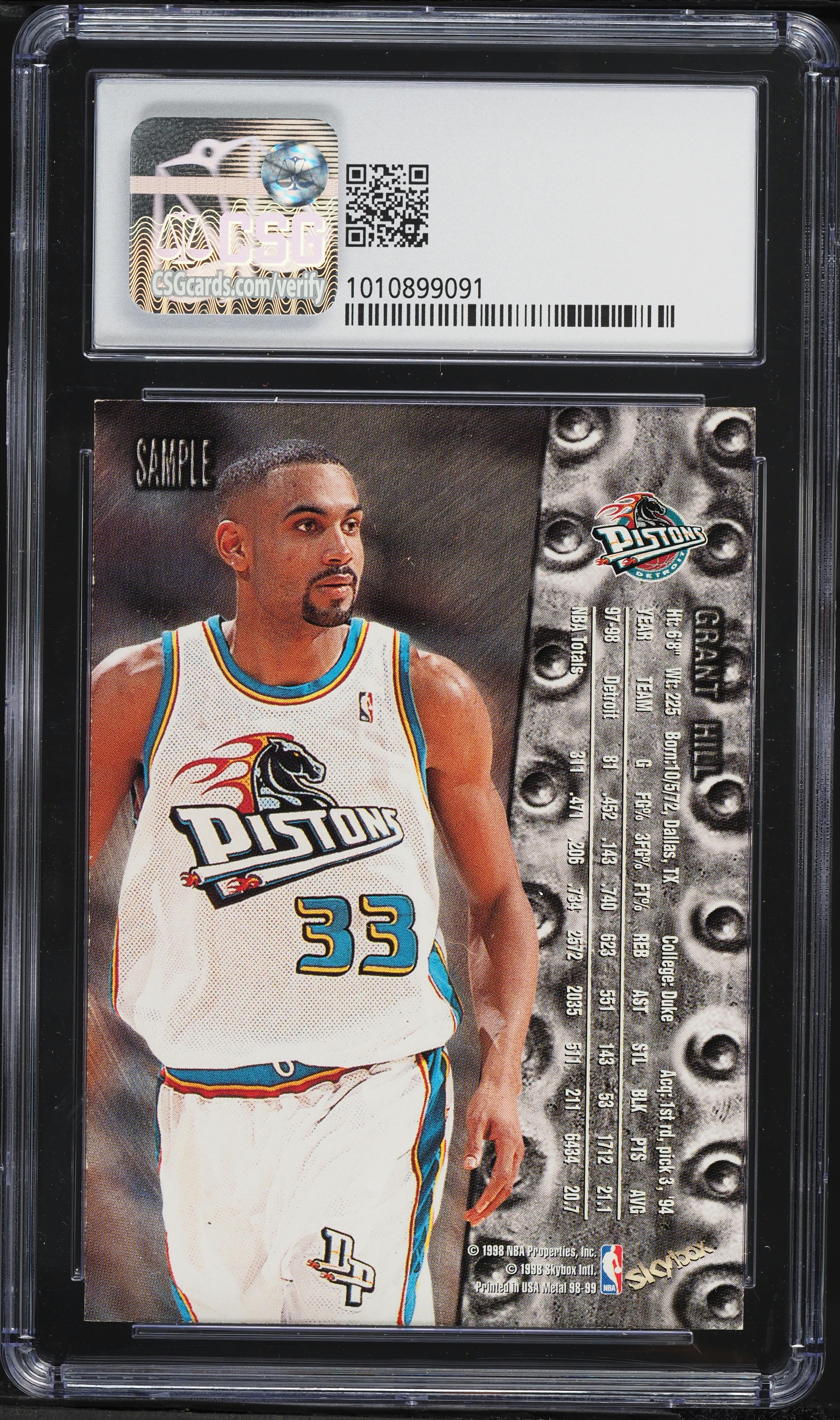 1998 Metal Universe Sample Grant Hill CSG 8.5 NM-MT+ on Fanatics