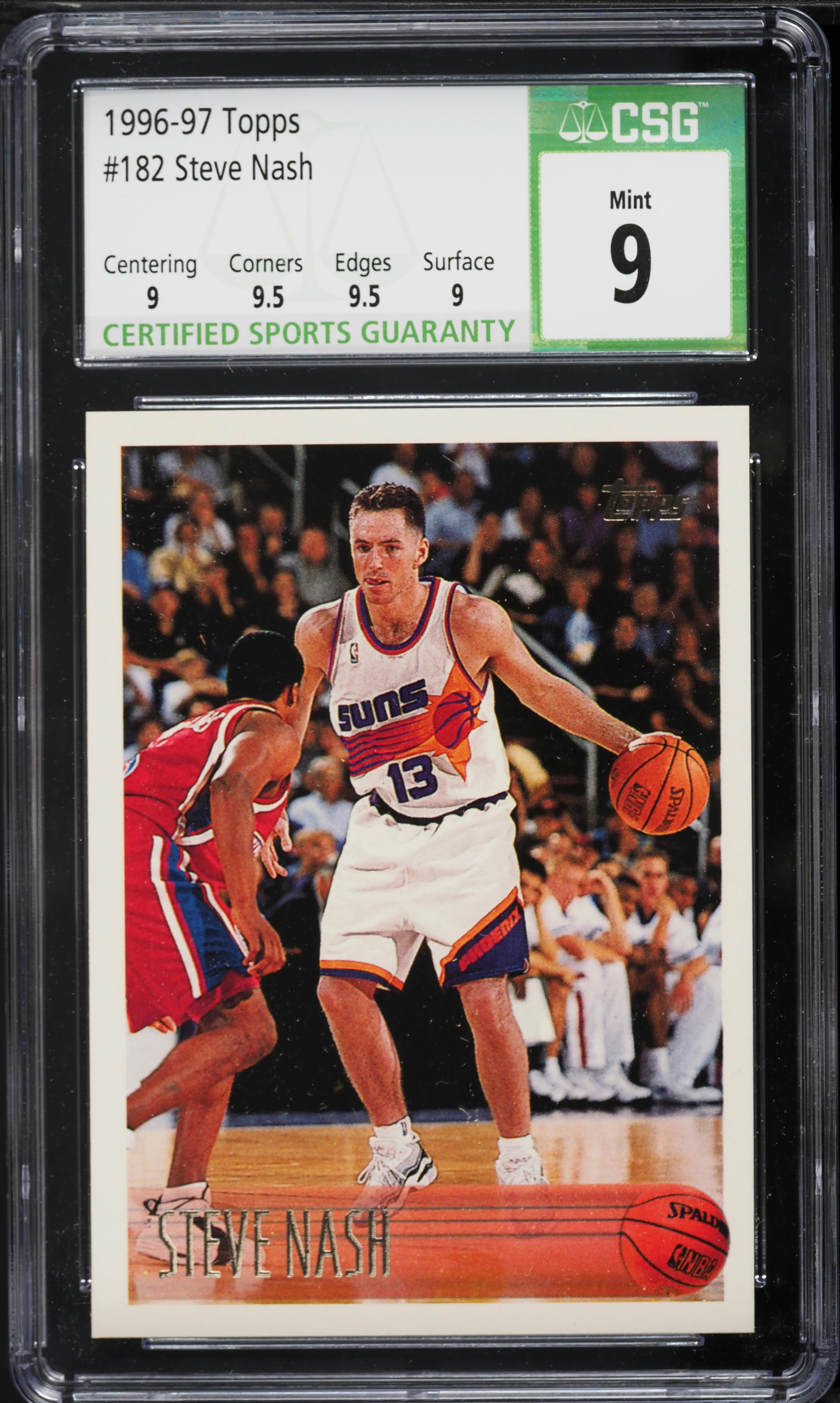 1996 Topps Basketball Steve Nash ROOKIE #182 CSG 9 MINT on