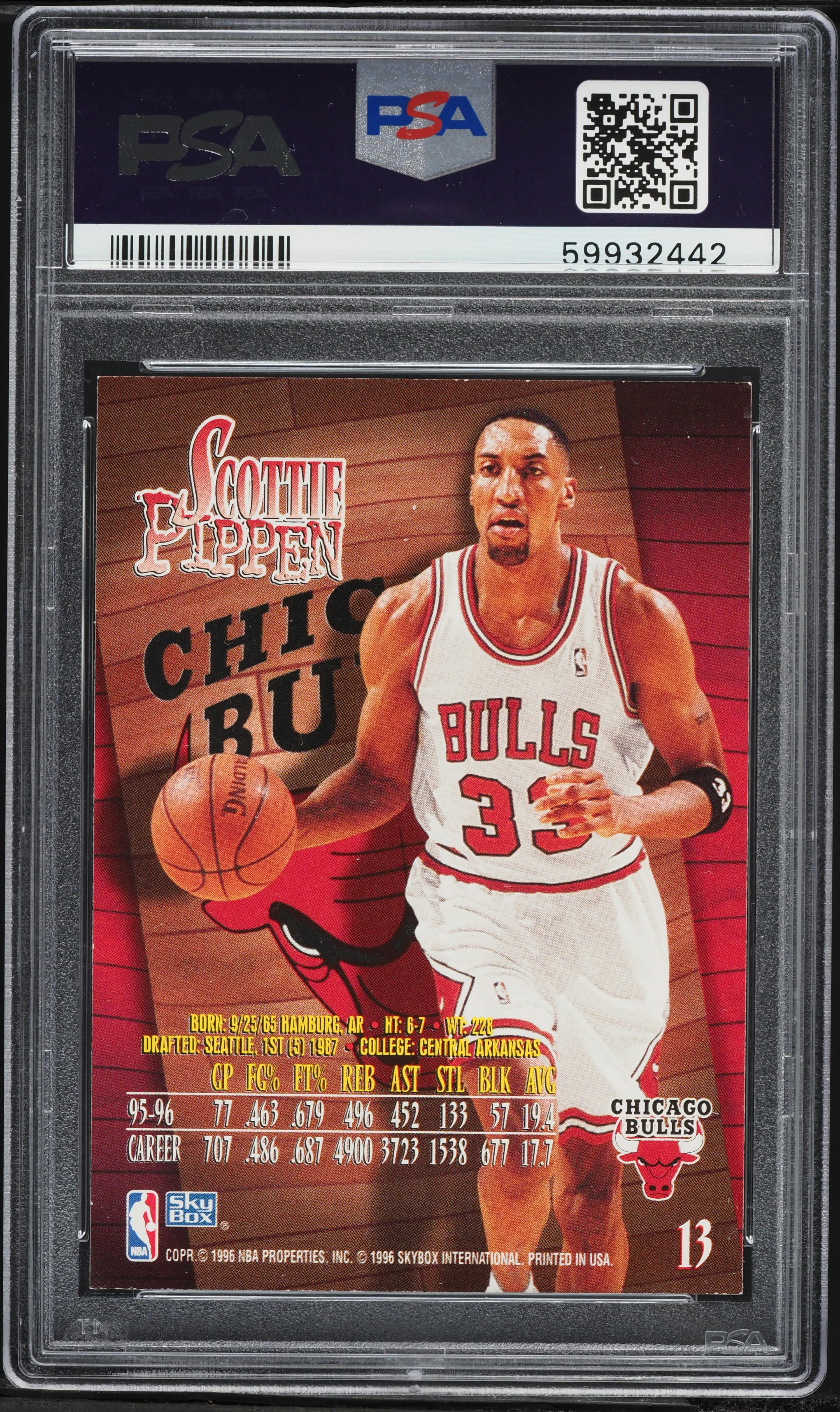 1996 Skybox Z Force Scottie Pippen #13 PSA 9 MINT on Fanatics Collect