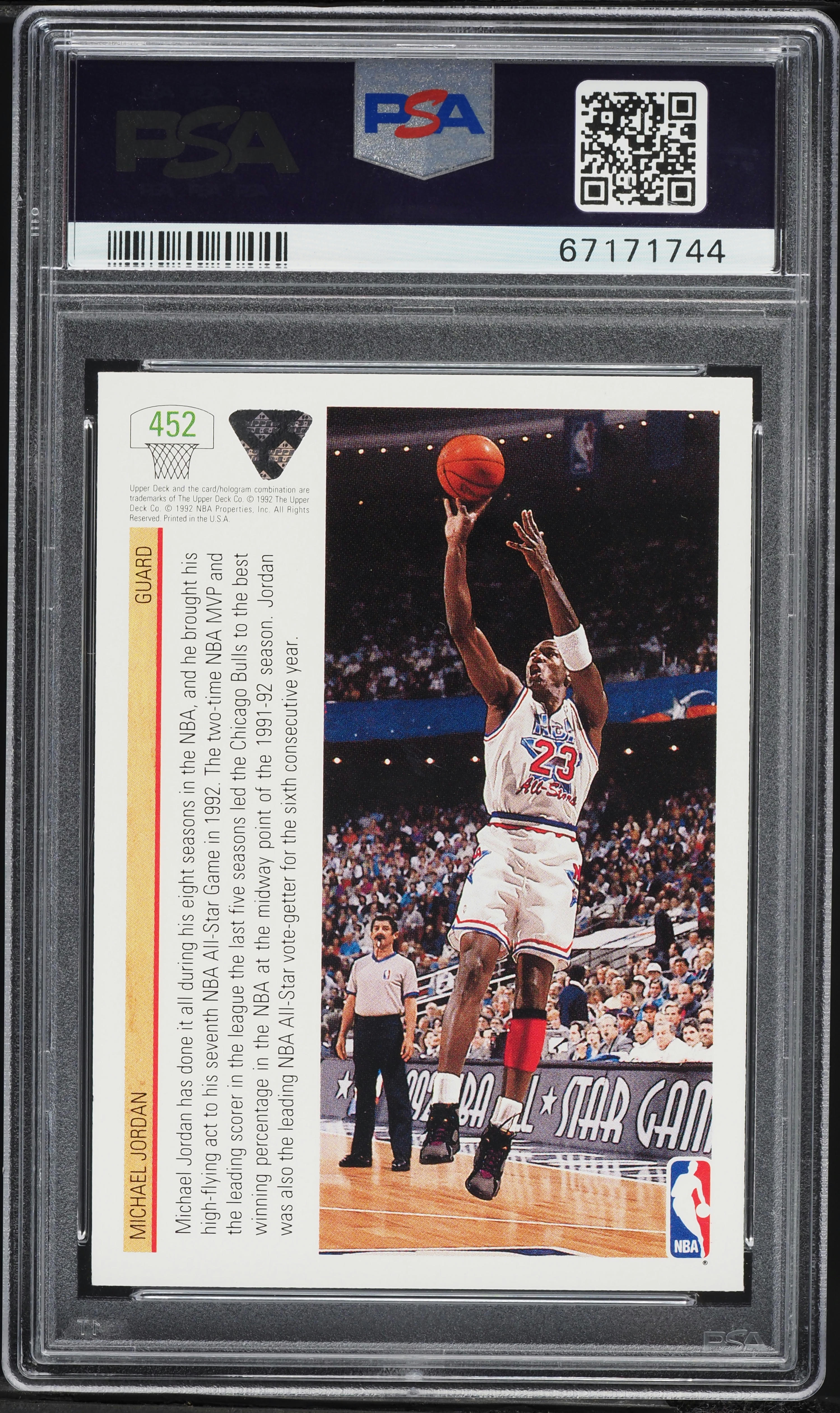 1991 Upper Deck Basketball Michael Jordan #452 PSA 9 MINT on 