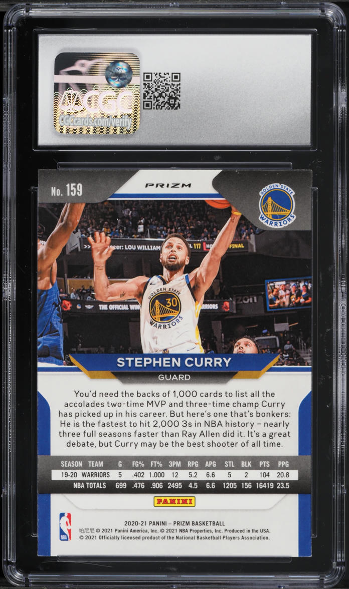 2020 Panini Prizm Red White & Blue Stephen Curry #159 CGC 8 NM-MT