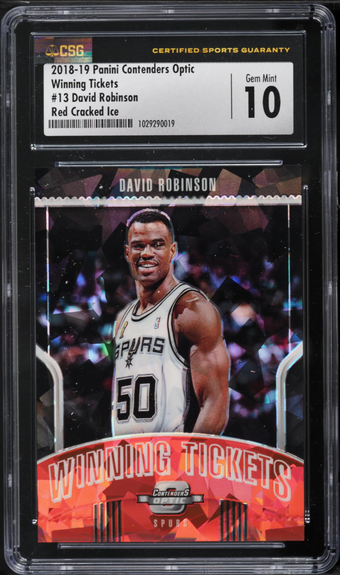 2018 Panini Contenders Optic Winning Tickets Red Cracked Ice David Robinson #13 CSG 10 GEM MINT