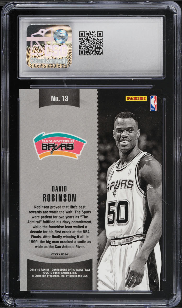 2018 Panini Contenders Optic Winning Tickets Red Cracked Ice David Robinson #13 CSG 10 GEM MINT