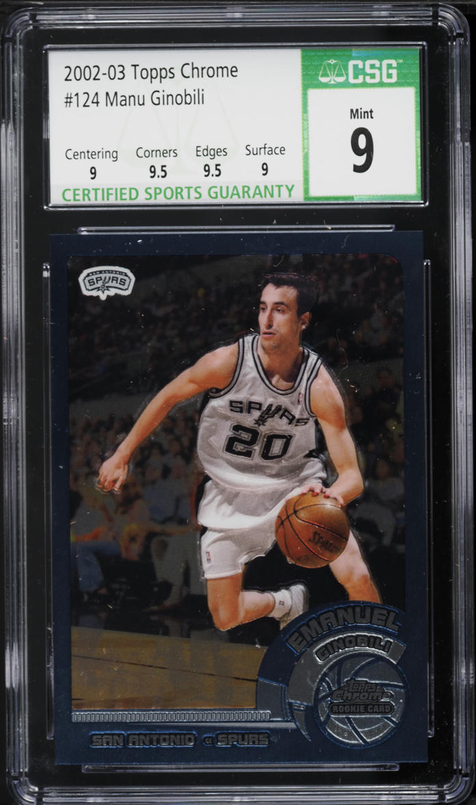 2002 Topps Chrome Manu Ginobili ROOKIE #124 CSG 9 MINT