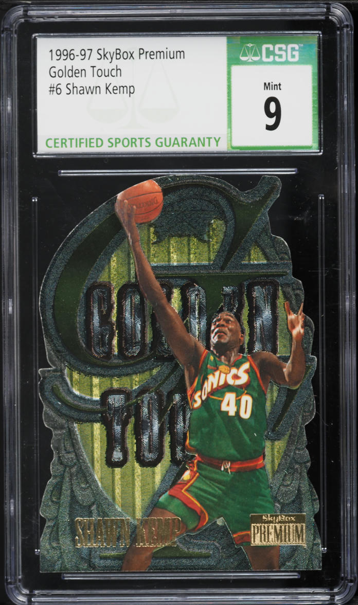 1996 Skybox Premium Golden Touch Shawn Kemp #6 CSG 9 MINT