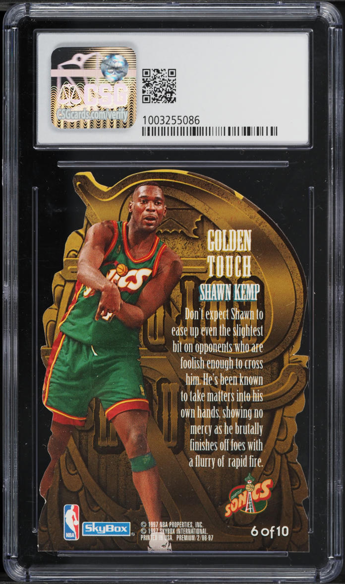 1996 Skybox Premium Golden Touch Shawn Kemp #6 CSG 9 MINT