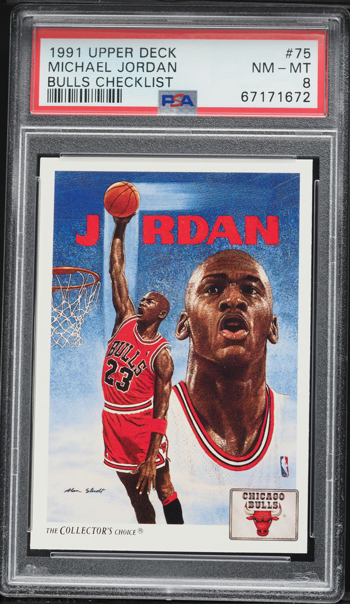 1991 Upper Deck Bulls Checklist Michael Jordan #75 PSA 8 NM-MT on