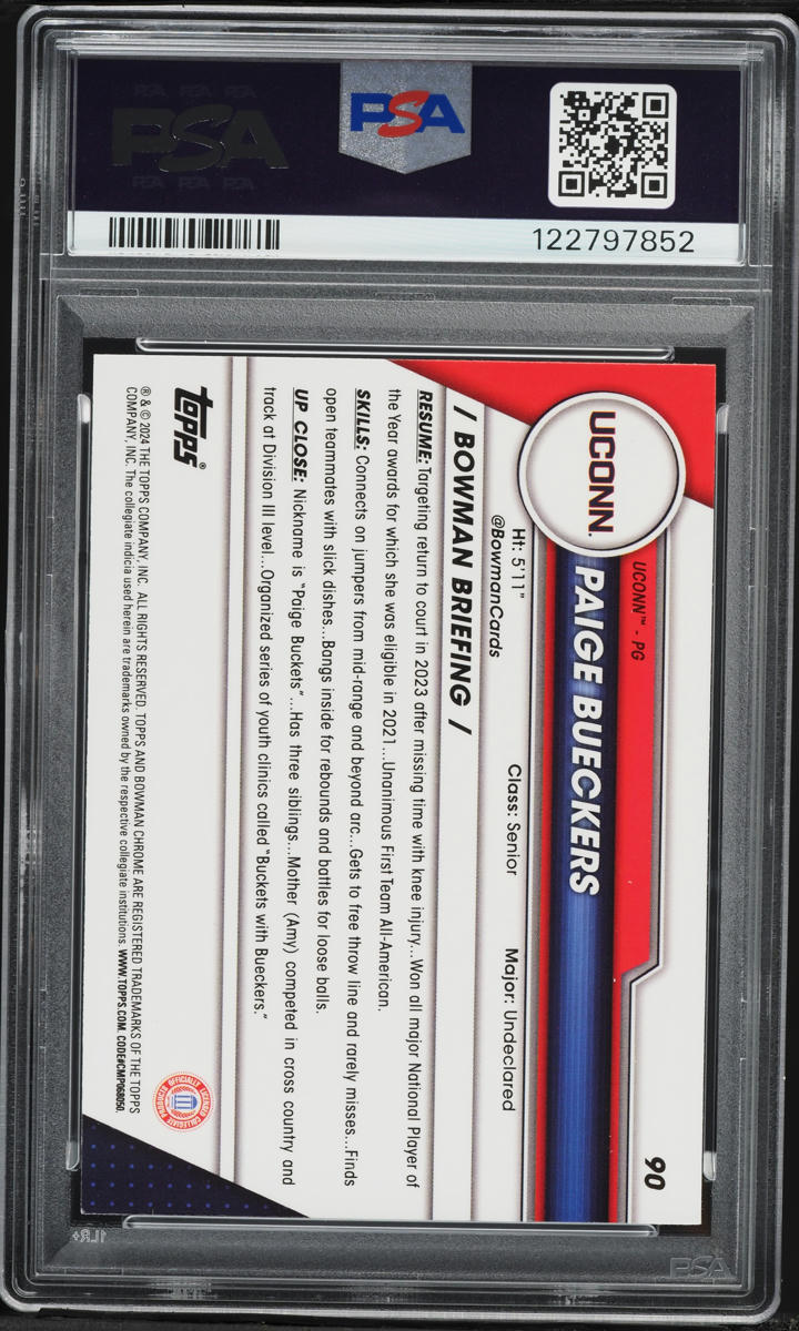 2023 Bowman Chrome University Paige Bueckers ROOKIE #90 PSA 9 MINT