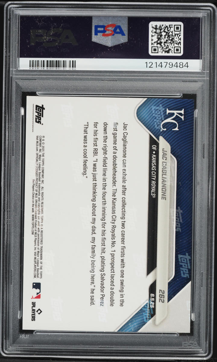 2025 Topps Now Jac Caglianone PROSPECT #262 PSA 10 GEM MINT