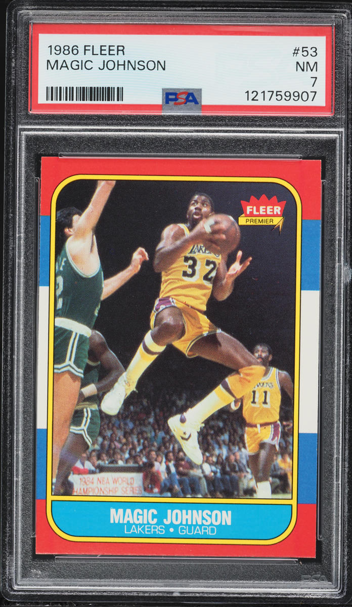 1986 Fleer Basketball Magic Johnson #53 PSA 7 NRMT