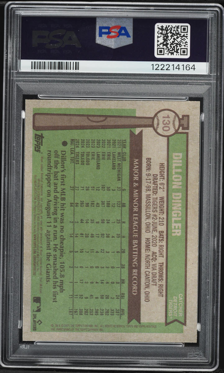 2025 Topps Heritage Dillon Dingler ROOKIE #130 PSA 10 GEM MINT